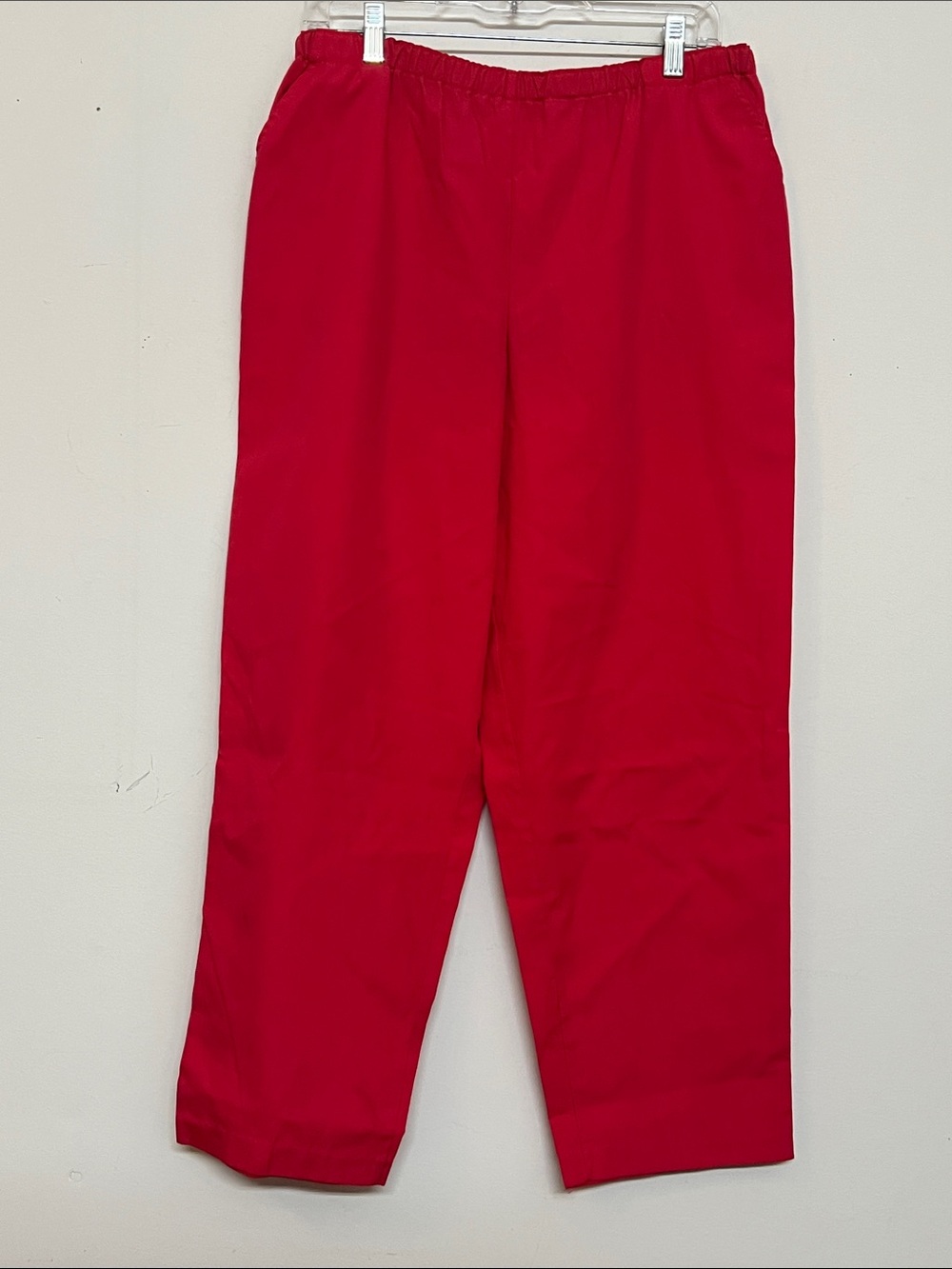 🌞 Classic Bright Red Elastic Waist Pull On Pants ala Scrubs Hand Pockets women M